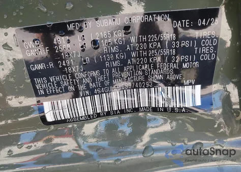 2025 Subaru Crosstrek Limited z USA, uszkodzony, nr VIN 4S4GUHM66S3740293